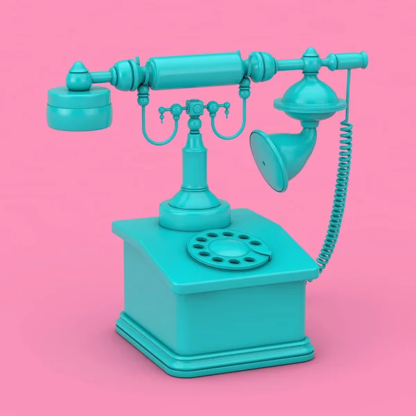 蓝色复古复古风格的旋转电话Duotone 。 3d渲染 — 图库照片
