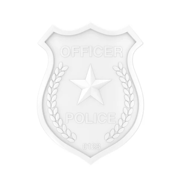 Distintivo de oficial de polícia branco em estilo Clay. Renderização 3d — Fotografia de Stock