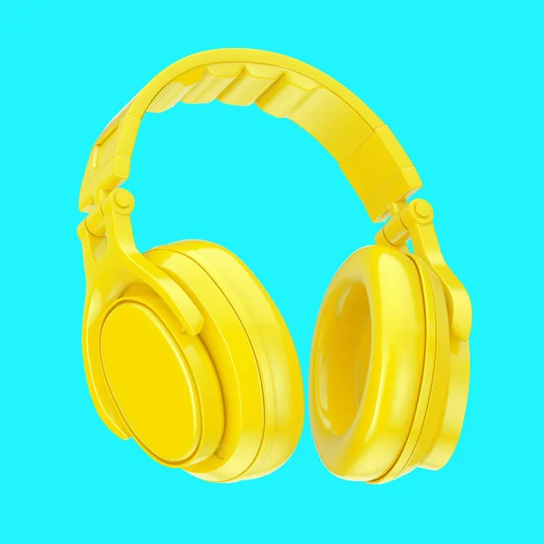 Modern Fun Teenager Yellow Headphones. 3d Rendering — Stock Photo, Image