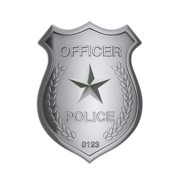 Insignia del oficial de policía plateado. Renderizado 3d —  Fotos de Stock