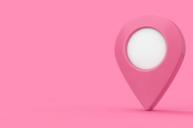 Pembe Tarz Haritası Poinet Pin Duotone Style 'da pembe arka planda. 3d Hazırlama