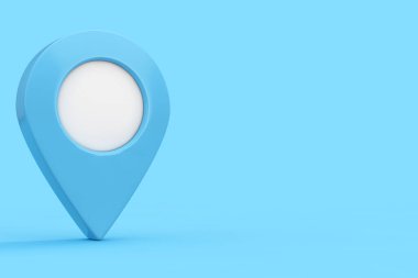 Mavi Tarif Haritası Poinet Pin Duotone Style ile mavi arka planda. 3d Hazırlama