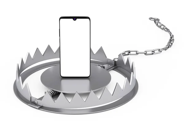 Metal Bear Trap Modern Mobile Phone Blank Screen Your Design — Stock Photo, Image