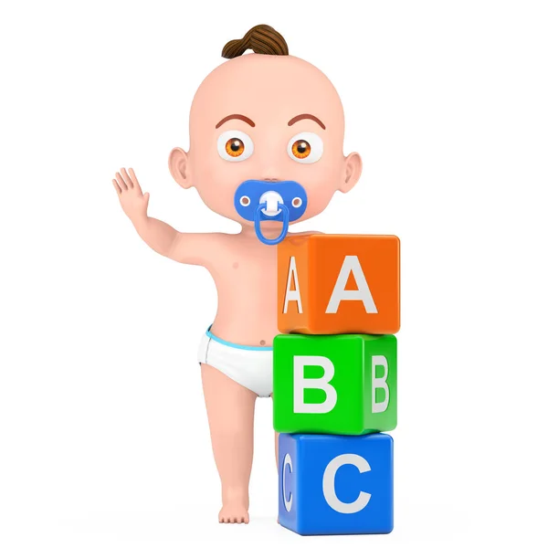 Tekenfilm Schattige Baby Boy Spelen Met Kinderen Speelgoed Plastic Rainbow — Stockfoto