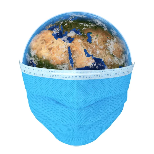 Planete Earth World Globe Medical Protectiv Mask Prevension Coronavirus Covid19 — Foto Stock