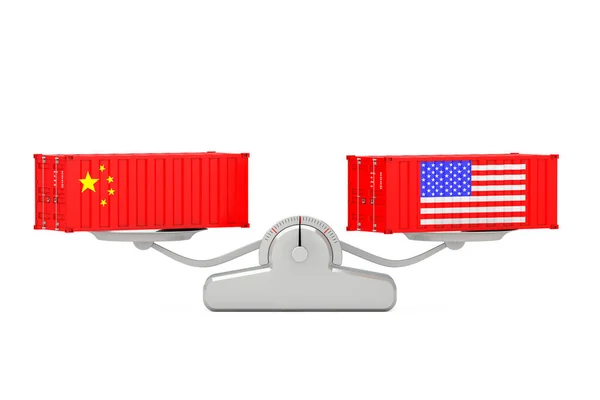 Concetto Spedizione Contenitori Spedizione Con Bandiere Cina Stati Uniti America — Foto Stock