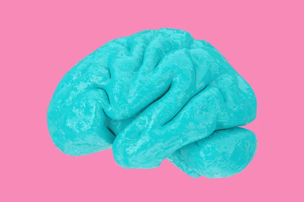 Anatomical Model Human Blue Brain Duotone Style Pink Background Renderizado — Foto de Stock