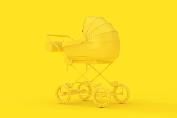 Modern Yellow Baby Carriage Stroller Pram Mock Duotone Style Een — Stockfoto