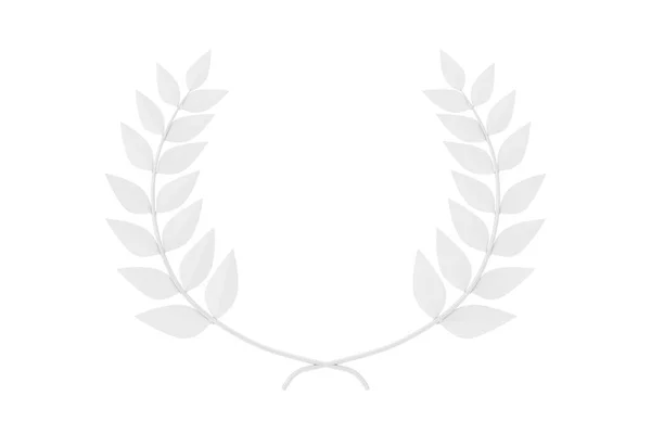 White Laurel Wreath Winner Award Clay Style Білому Тлі Рендеринг — стокове фото