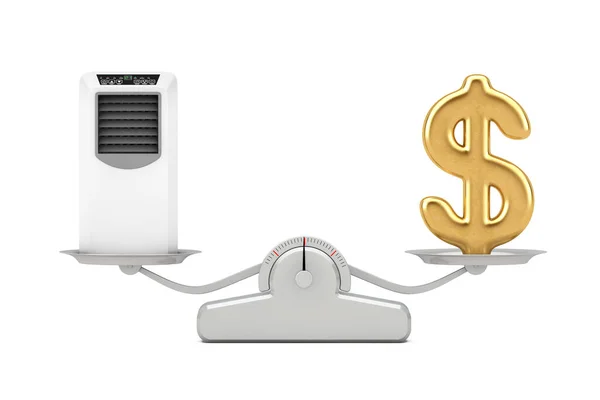 Golden Dollar Sign Portable Mobile Room Air Conditioner Balancing Simple — Stock fotografie