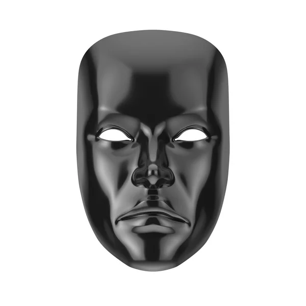 Black Sad Drama Grotesque Theatre Mask White Background Rendering — Stock Photo, Image