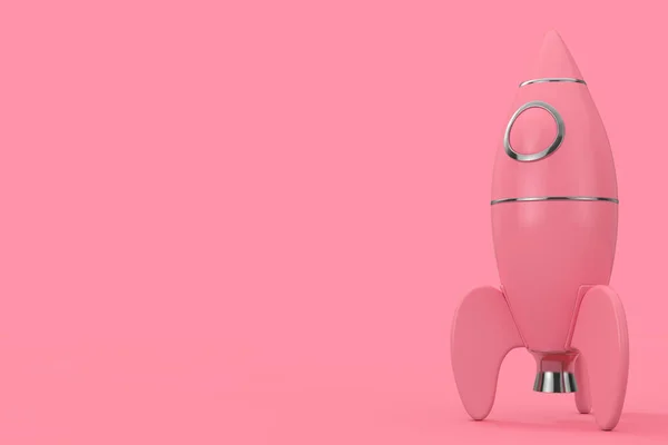 Pink Childs Toy Rocket Duotone Stil Auf Rosa Hintergrund Darstellung — Stockfoto