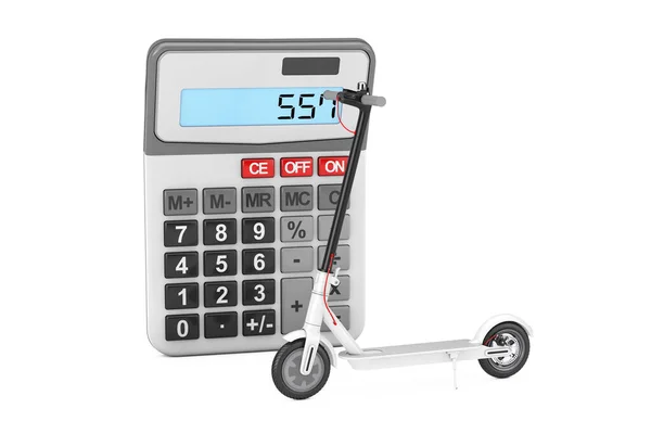 Wit Moderne Eco Elektrische Kick Scooter Buurt Van Pocket Calculator — Stockfoto