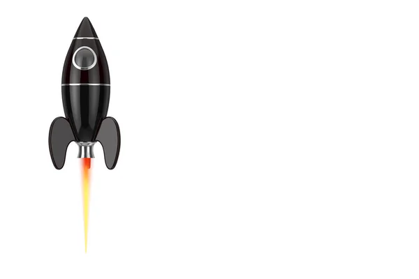 Black Childs Toy Rocket Auf Weißem Hintergrund Darstellung — Stockfoto