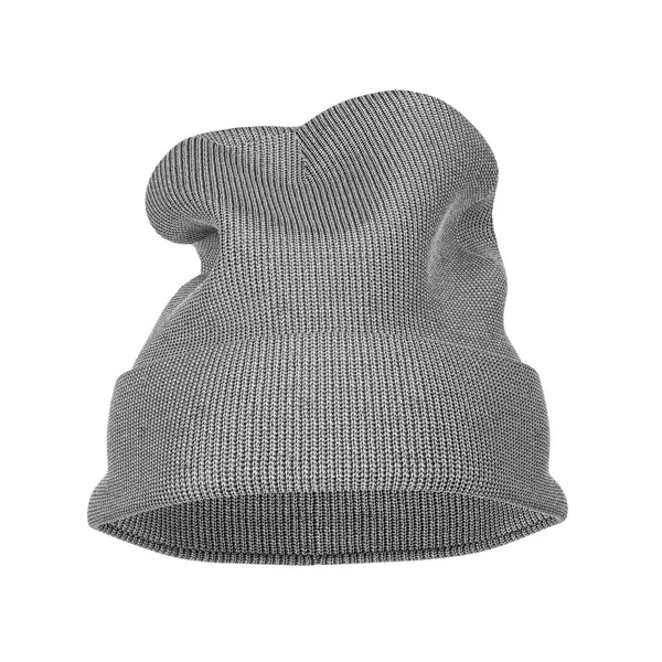 Blank Winter Gray Knitted Wool Beanie Hat Cap Mockup Free — 스톡 사진