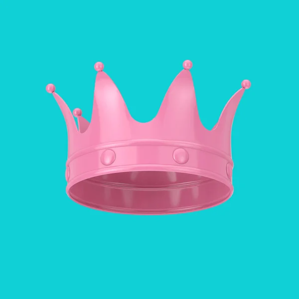 Pink Crown Duotone Style Blue Background Rendering — Stock Photo, Image