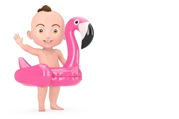 Cartoon Cute Baby Boy Summer Swimming Pool Inflantable Rubber Pink Stock Image