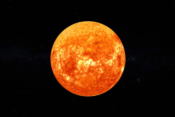 太陽系の概念 黒い空の背景に宇宙からのフルビッグスター太陽の眺め Nasaによって提供されたこの画像の要素 3Dレンダリング — ストック写真