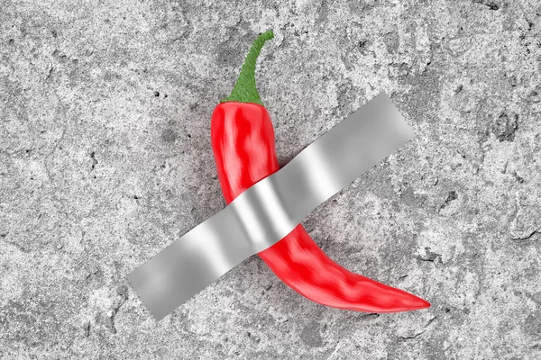 Красный Перец Чили Приклеен Бетонной Стене Экстремальным Крупным Планом Рендеринг — стоковое фото
