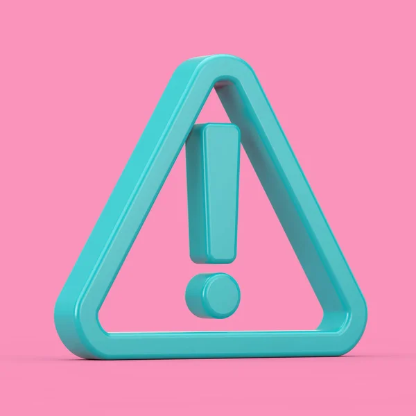 Warning Dangerous Hazard Icon Blue Exclamation Mark Triangle Duotone Style — Stock Photo, Image