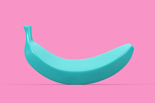 Single Ripe Blue Banana Duotone Style Pink Background Rendering — Stock Photo, Image