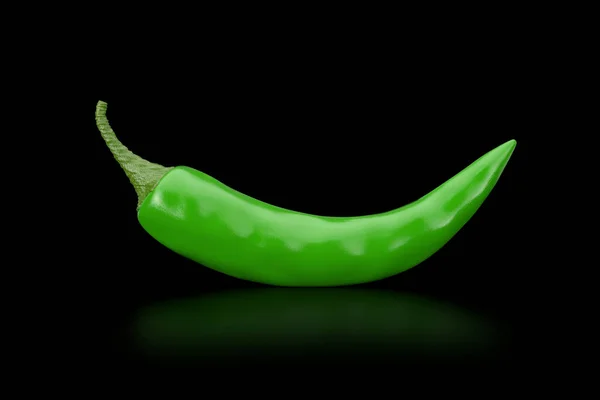 Зеленый Перец Чили Черном Фоне Рендеринг — стоковое фото