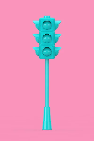 Kék Közlekedési Lámpák Duotone Style Rózsaszín Alapon Kiolvasztás — Stock Fotó