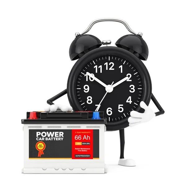 Alarm Clock Character Mascot Rechargeable Car Battery 12V Accumulator Abstract — Stock Photo, Image