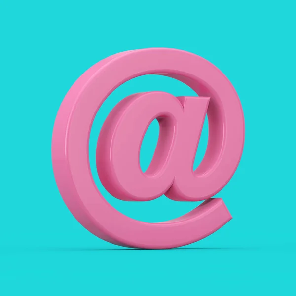 Pink Email或Internet Symbol Sign Duotone Style Blue Background 3D渲染 — 图库照片