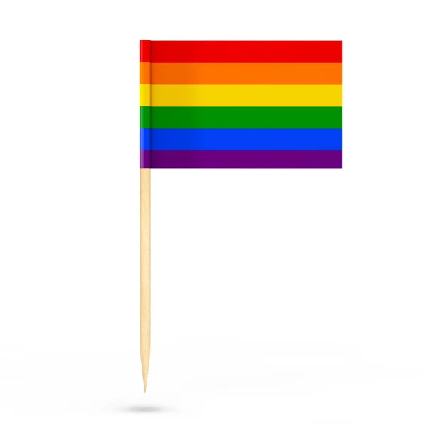 Mini Papel Lgbt Rainbow Pointer Bandera Sobre Fondo Blanco Renderizado —  Fotos de Stock