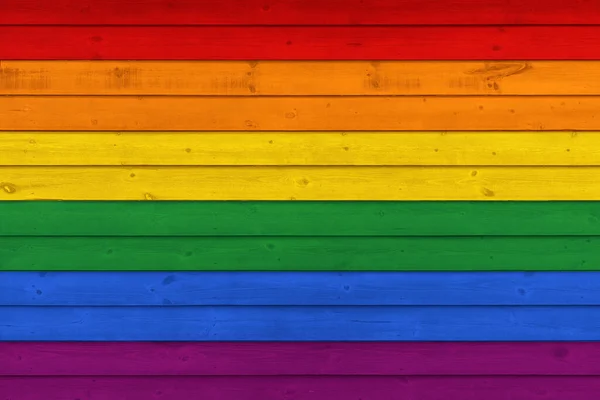 Rustic Old Weathered Wood Plank Tło Tekstura Kolorach Lgbt Pride — Zdjęcie stockowe