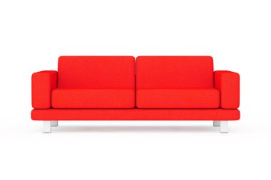 Beyaz ve sarı arka planda Kırmızı Basit Modern Mobilya Mobilya. 3d Hazırlama