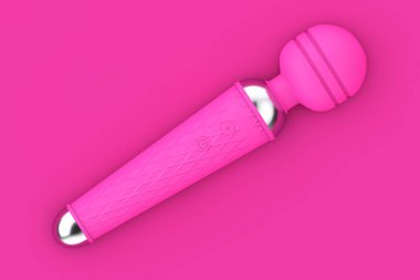 Pembe Vibratör pembe arka planda seks oyuncağı. 3d Hazırlama
