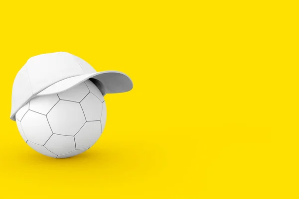 Pelota Fútbol Cuero Blanco Con Gorra Béisbol Moda Blanca Sobre — Foto de Stock