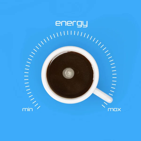 Top View Cup Black Coffe Como Controle Energia Valor Máximo — Fotografia de Stock