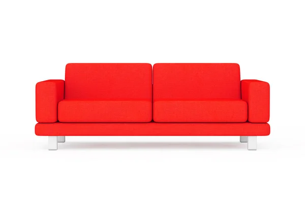 红色简单现代沙发家具在白色和黄色的背景 3D渲染 — 图库照片