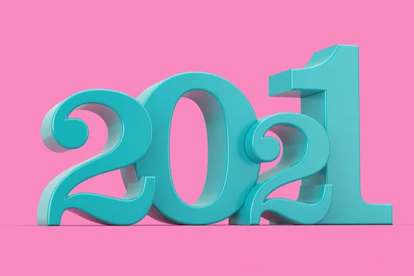 2021 Новий Рік Синій Знак Стилі Дуотона Рожевому Фоні Рендерингу — стокове фото