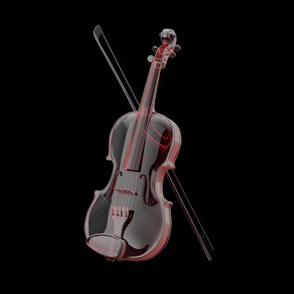 Κλασικό Βιολί Από Γυαλί Τόξο Λευκό Φόντο Απόδοση — Φωτογραφία Αρχείου