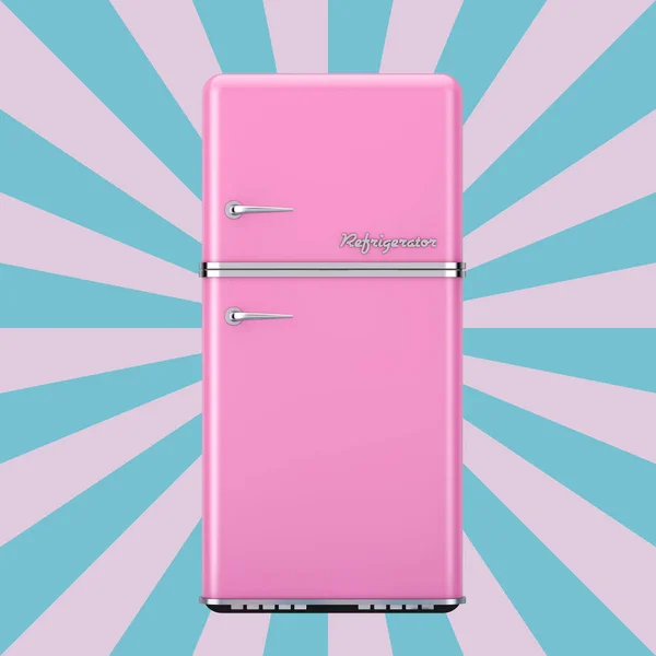 Refrigerador Retro Pink Sobre Fondo Vintage Star Shape Pink Blue —  Fotos de Stock