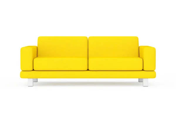 Muebles Modernos Simples Amarillos Del Sofá Sobre Fondo Blanco Amarillo — Foto de Stock