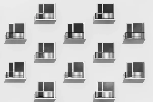 Urban Life Concept Rows Balconies Modern Building Extreme Closeup Rendering — Stock Photo, Image