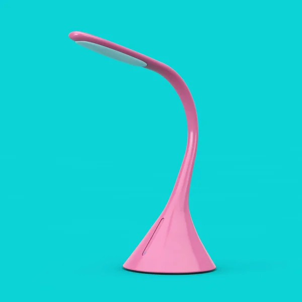 Rózsaszín Led Érzékelő Asztali Lámpa Duotone Stílusban Kék Háttérrel Kiolvasztás — Stock Fotó