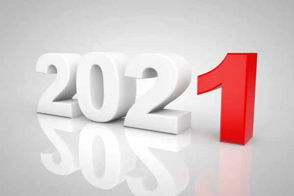 Año Nuevo 2021 Señal Sobre Fondo Gris Renderizado —  Fotos de Stock