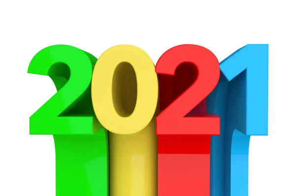 Abstraktes Neujahrsschild 2021 Auf Weißem Hintergrund Darstellung — Stockfoto