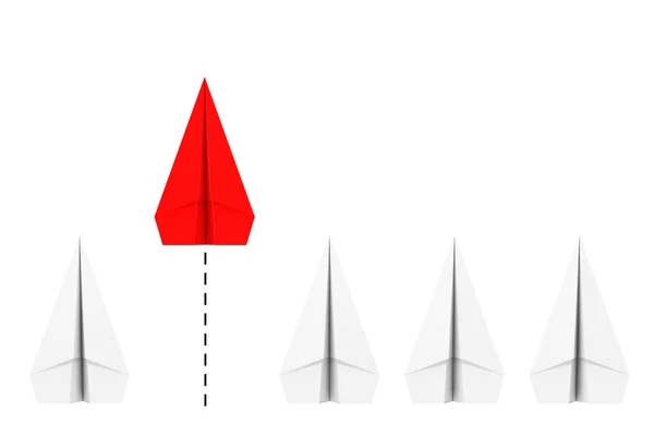 Ledarbegreppet Rof White Origami Paper Flygplan Med Röd Vit Bakgrund — Stockfoto