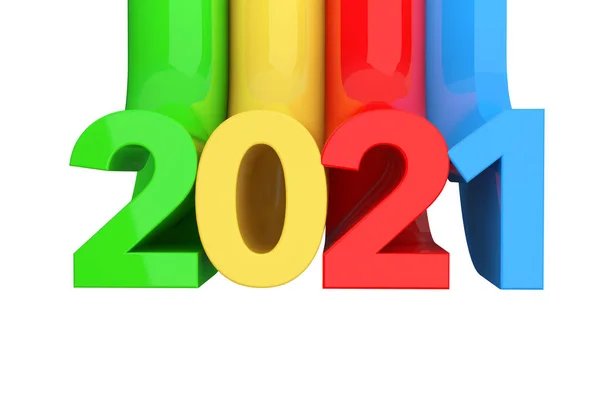 Abstract Nieuw 2021 Jaar Teken Een Witte Achtergrond Rendering — Stockfoto