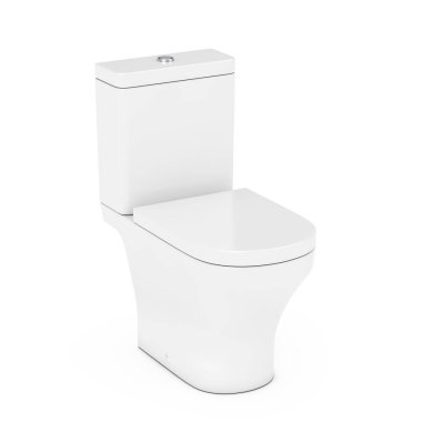 Beyaz arka planda Modern Beyaz Seramik Tuvalet Kasesi. 3d Hazırlama