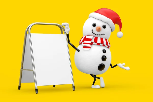 Χιονάνθρωπος Santa Claus Καπέλο Μασκότ Χαρακτήρα Λευκό Κενό Διαφήμιση Προώθηση — Φωτογραφία Αρχείου