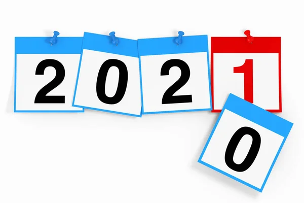 Nieuw 2021 Jaar Start Concept Kalenderbladen Met 2021 Nieuwjaar Teken — Stockfoto