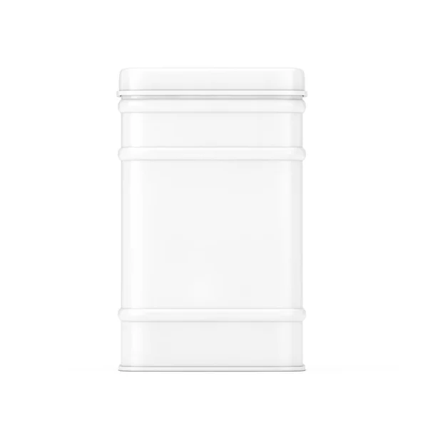 Metalowe Białe Pudełko Herbaty Stylu Clay Białym Tle Renderowanie — Zdjęcie stockowe
